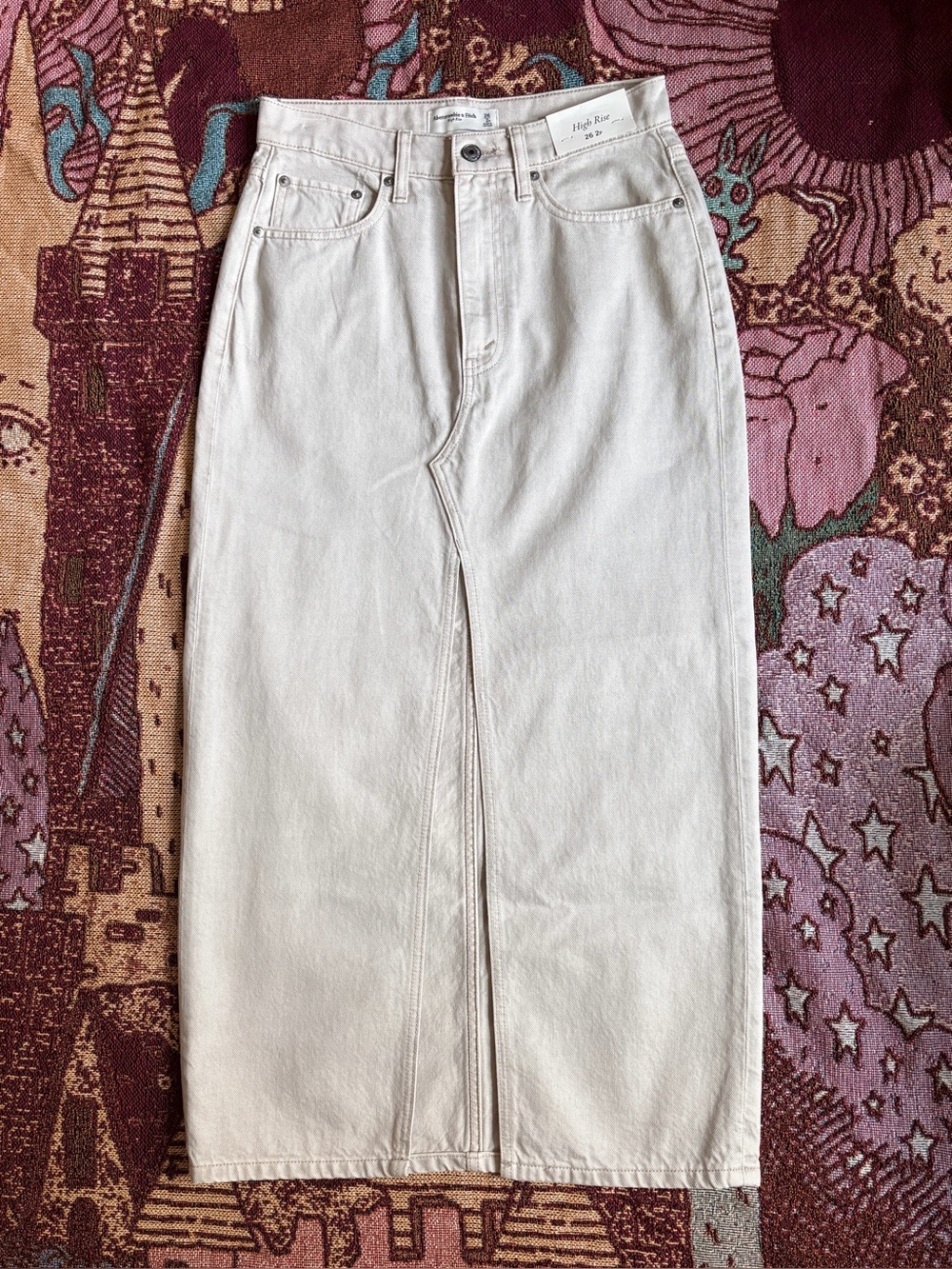 NWT Abercrombie & Fitch Long Denim Skirt Size 26 | Boho Chic Indie Western